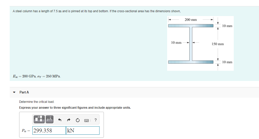 Solved A steel column has a length of 7.5 m and is pinned at | Chegg.com