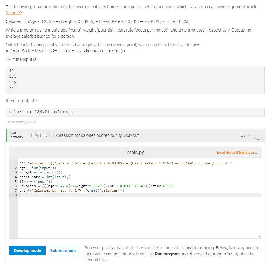 Solved The Following Equation Estimates The Average Calories Chegg Com   PhpBV6zEd