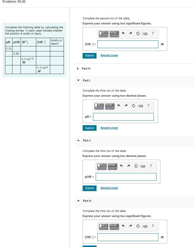 Solved Problem 16.36 Complete the second row of the table. Chegg