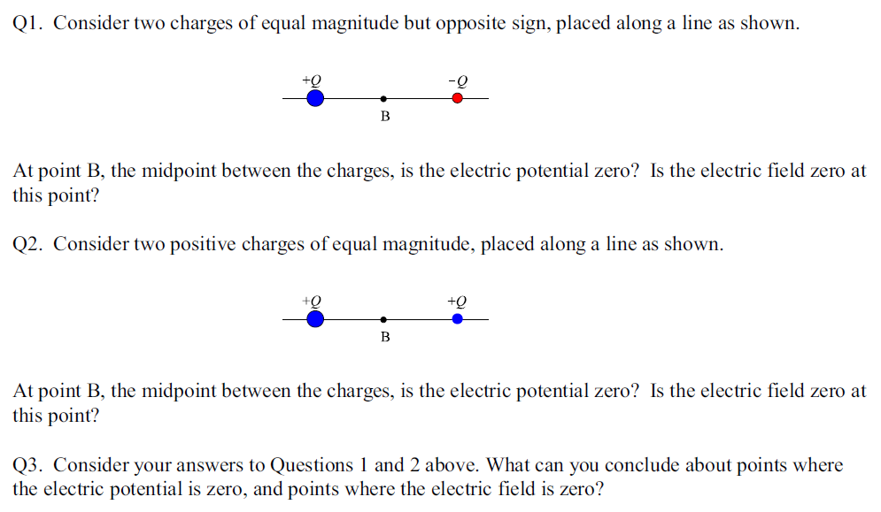 Solved Q1. Consider Two Charges Of Equal Magnitude But | Chegg.com