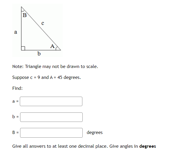 Solved B с A A A B Note: Triangle May Not Be Drawn To Scale. | Chegg.com