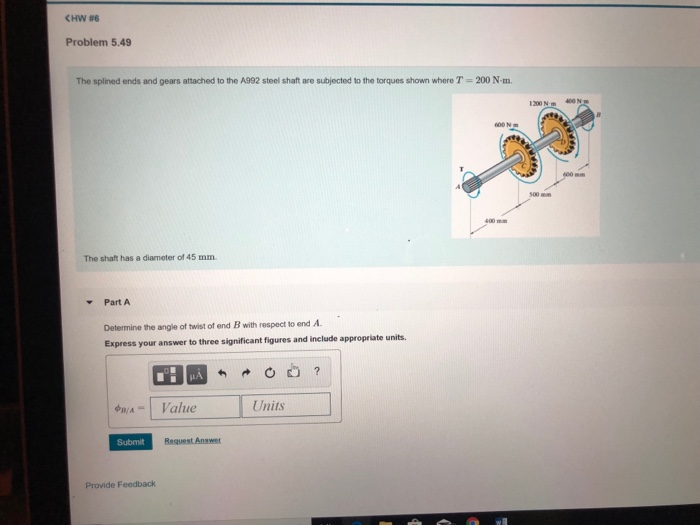 Solved Problem 5.49 The Splined Ends And Gears Attached To | Chegg.com