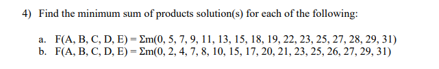 Solved Find The Minimum Sum Of Products Solution(s) For Each | Chegg.com