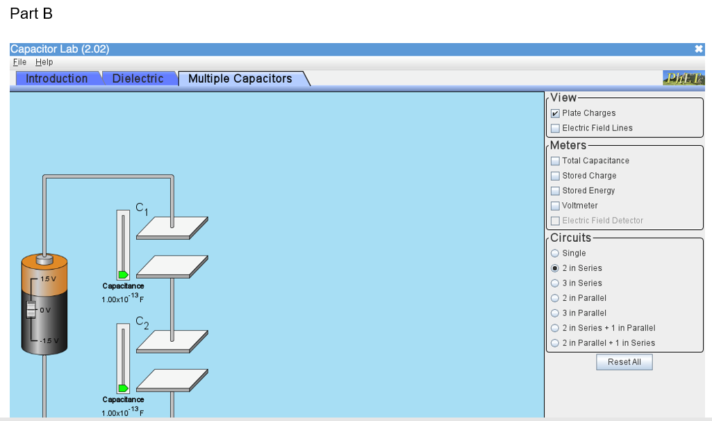 Solved )) In capacitor lab simulation; 1Examine all tabs of