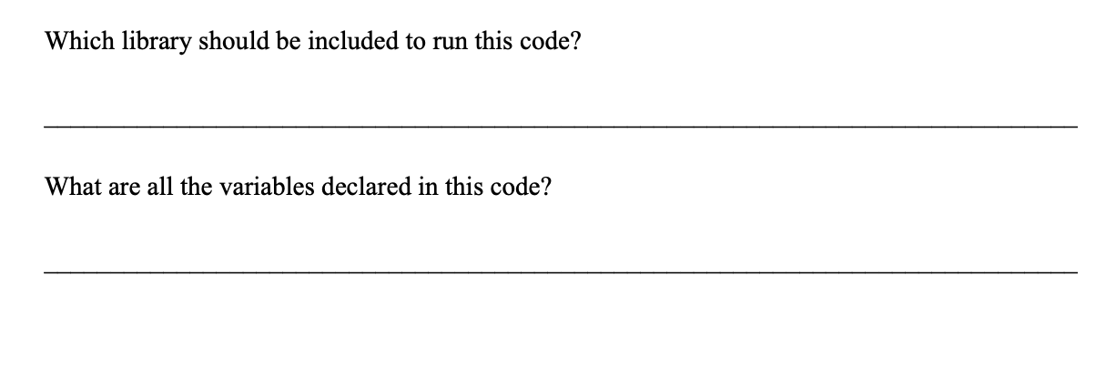 Solved Which library should be included to run this code? | Chegg.com