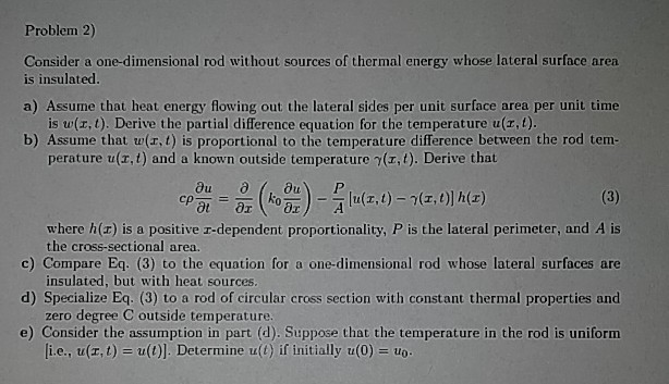 Solved Problem 2 Consider A One Dimensional Rod Without