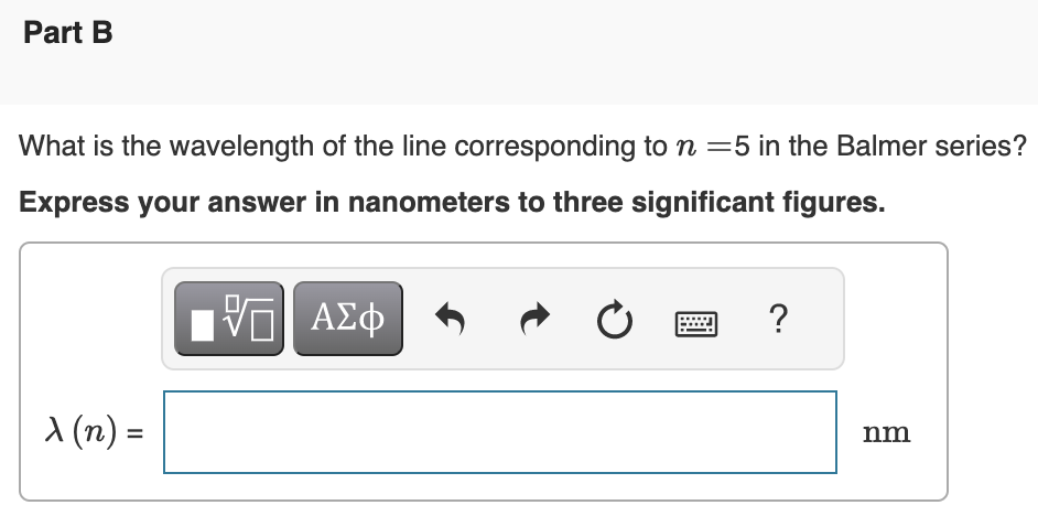 Solved The first quantitative description of the hydrogen | Chegg.com