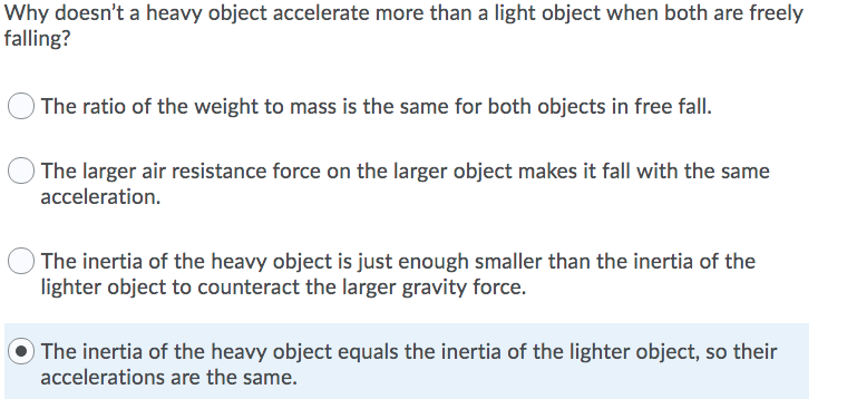 Why Doesn't A Heavy Object Accelerate More Than A Light Object When Both Are Freely Falling