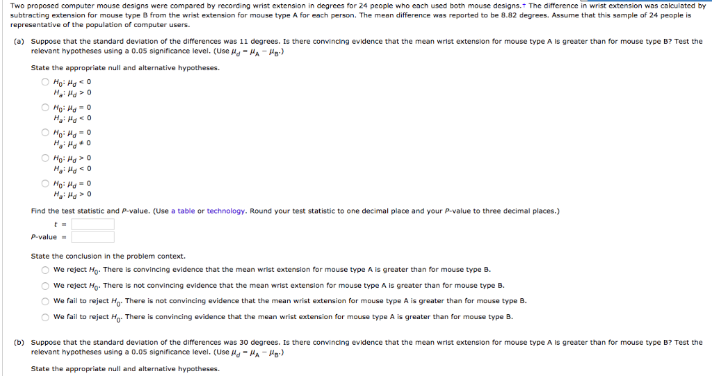 Solved Two proposed computer mouse designs were compared by | Chegg.com