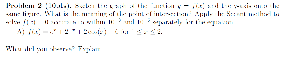 Problem 2 10pts Sketch The Graph Of The Function Y Chegg Com