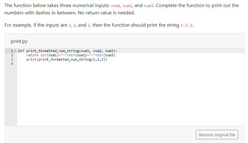 Solved The function below takes three numerical inputs: | Chegg.com