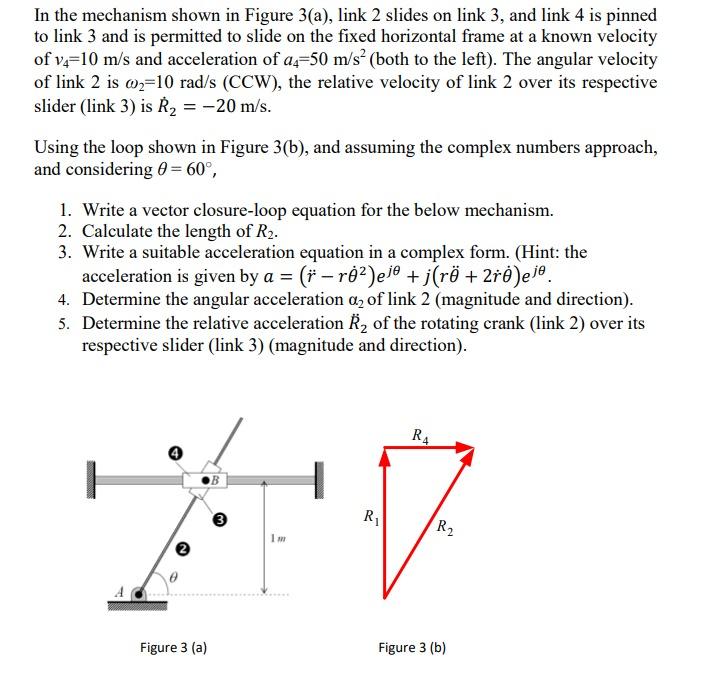 In the mechanism shown in Figure 3(a), link 2 slides | Chegg.com
