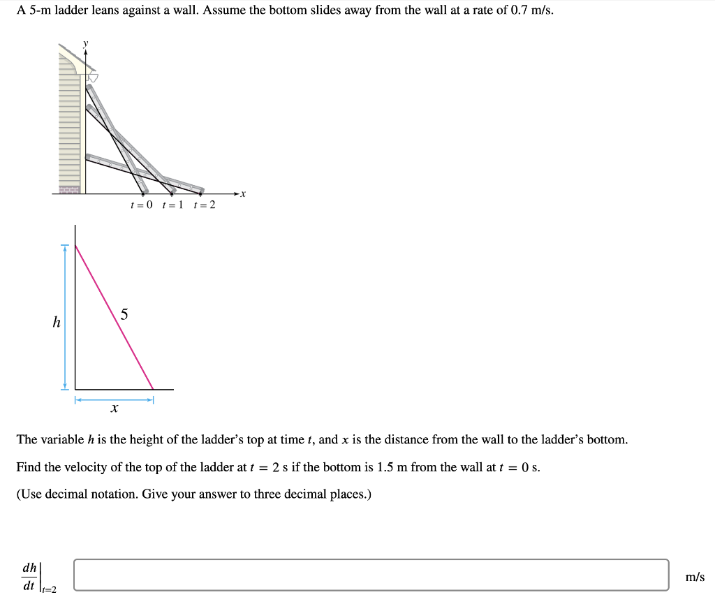 Solved A 5-m Ladder Leans Against A Wall. Assume The Bottom | Chegg.com