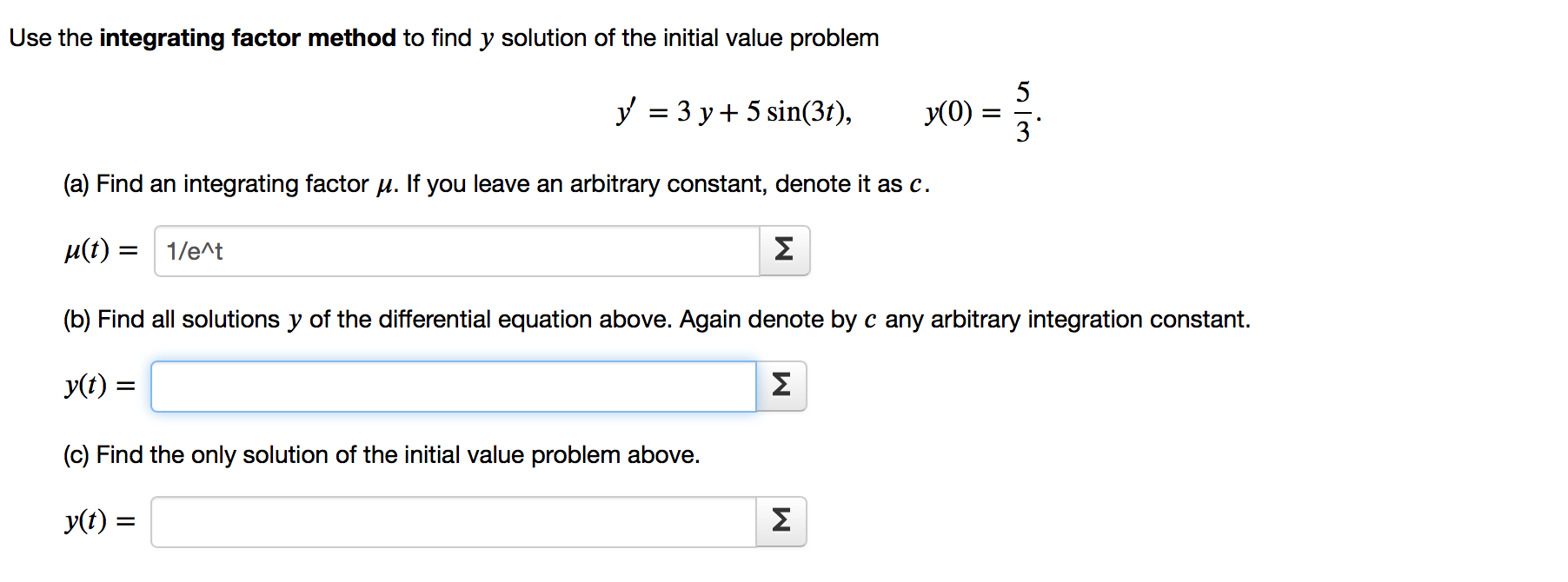 Solved Use The Integrating Factor Method To Find Y Solution | Chegg.com