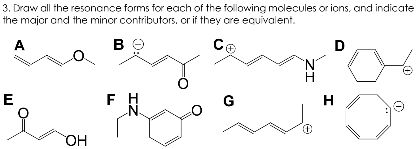 Solved 3. Draw all the resonance forms for each of the | Chegg.com