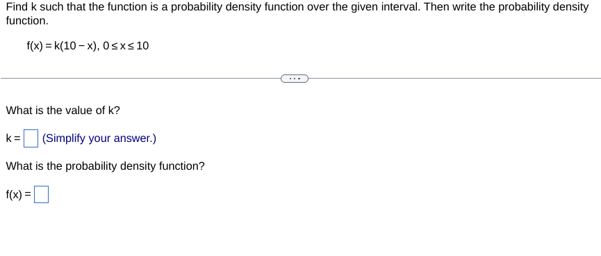 Solved Find K Such That The Function Is A Probability 