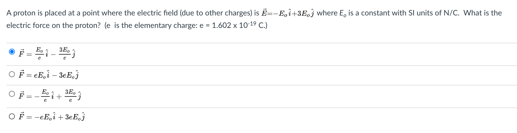 Solved A Proton Is Placed At A Point Where The Electric F Chegg Com