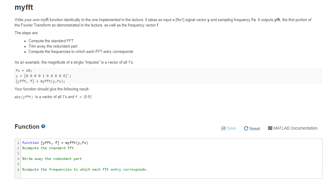 myfft Write your own myfft function identically to | Chegg.com