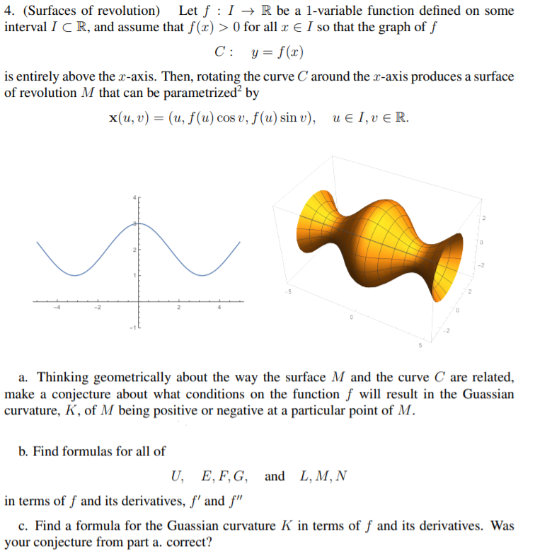 Solved 4 Surfaces Of Revolution Let F I R Be A 1 Var Chegg Com