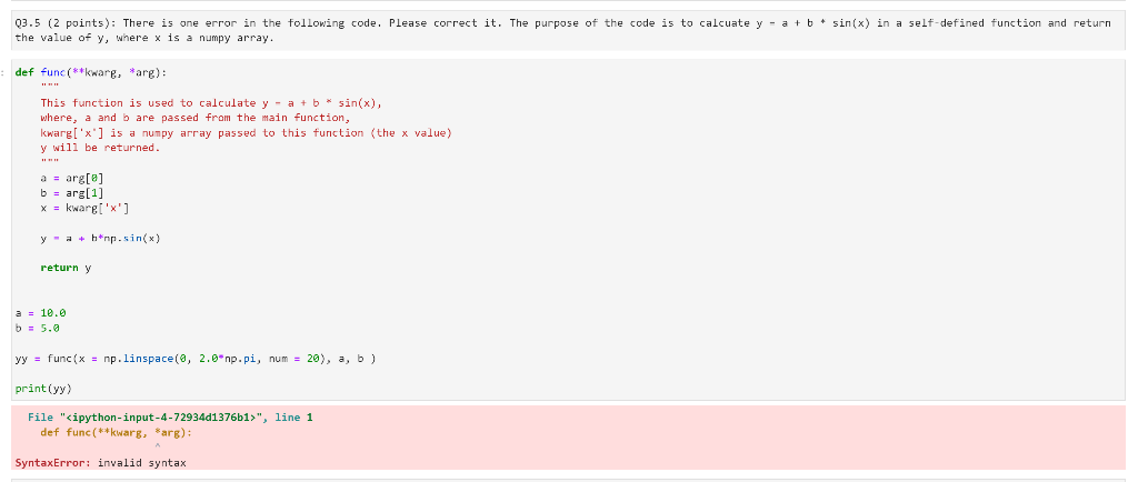 Solved 03.5 (2 points): There is one error in the following | Chegg.com