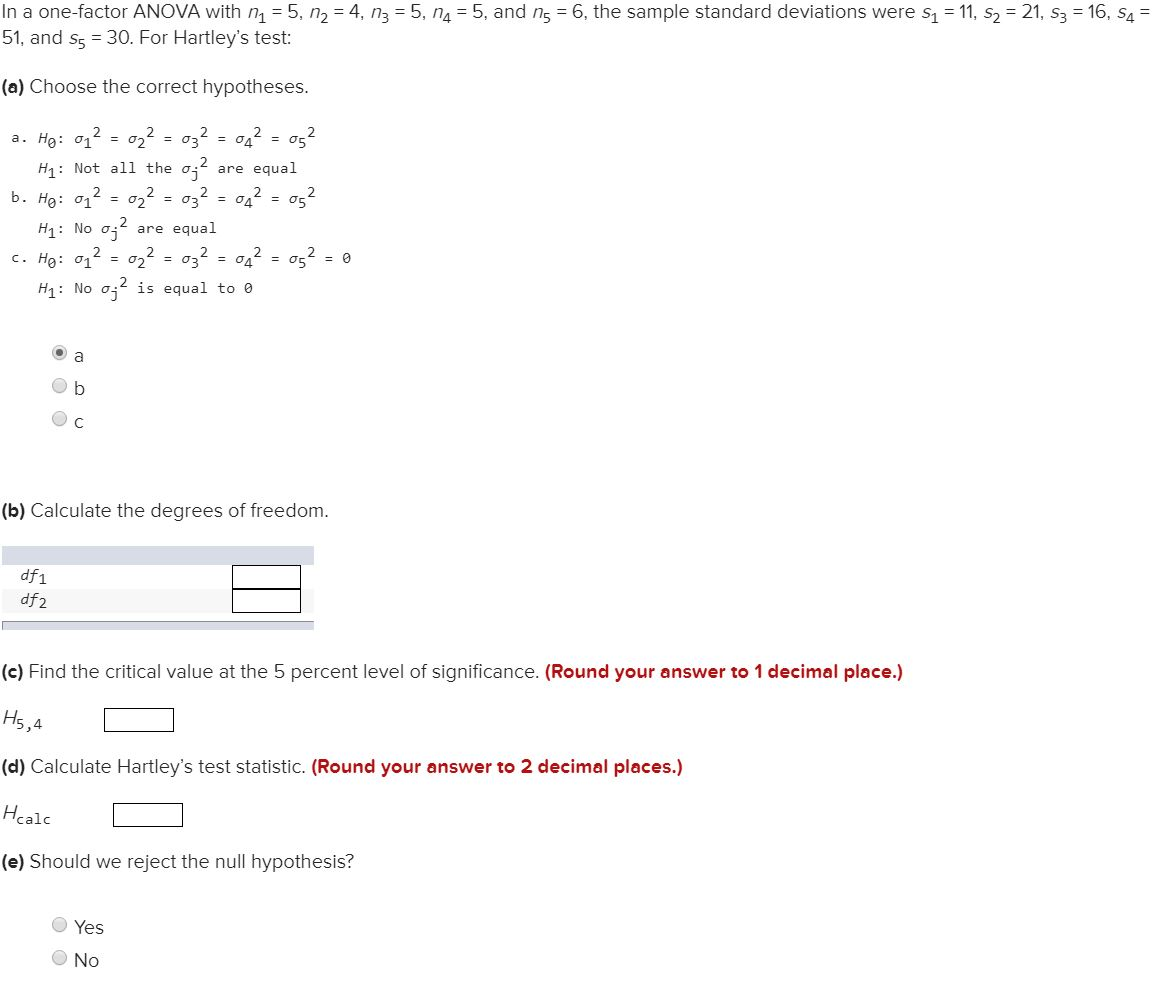 Solved In a one-factor ANOVA with n = 5, n2 = 4, n3 = 5, n2 | Chegg.com