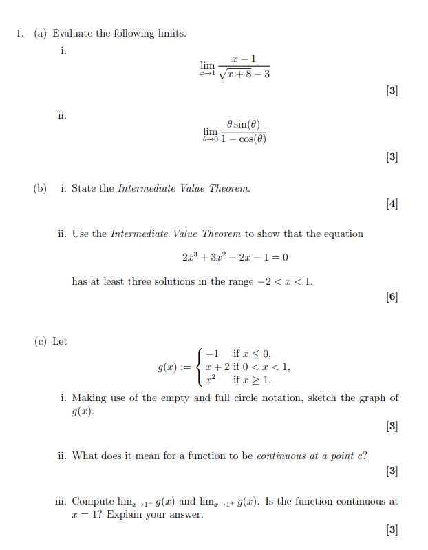 Solved Evaluate the following limits.i.limx->1x − 1/√x | Chegg.com