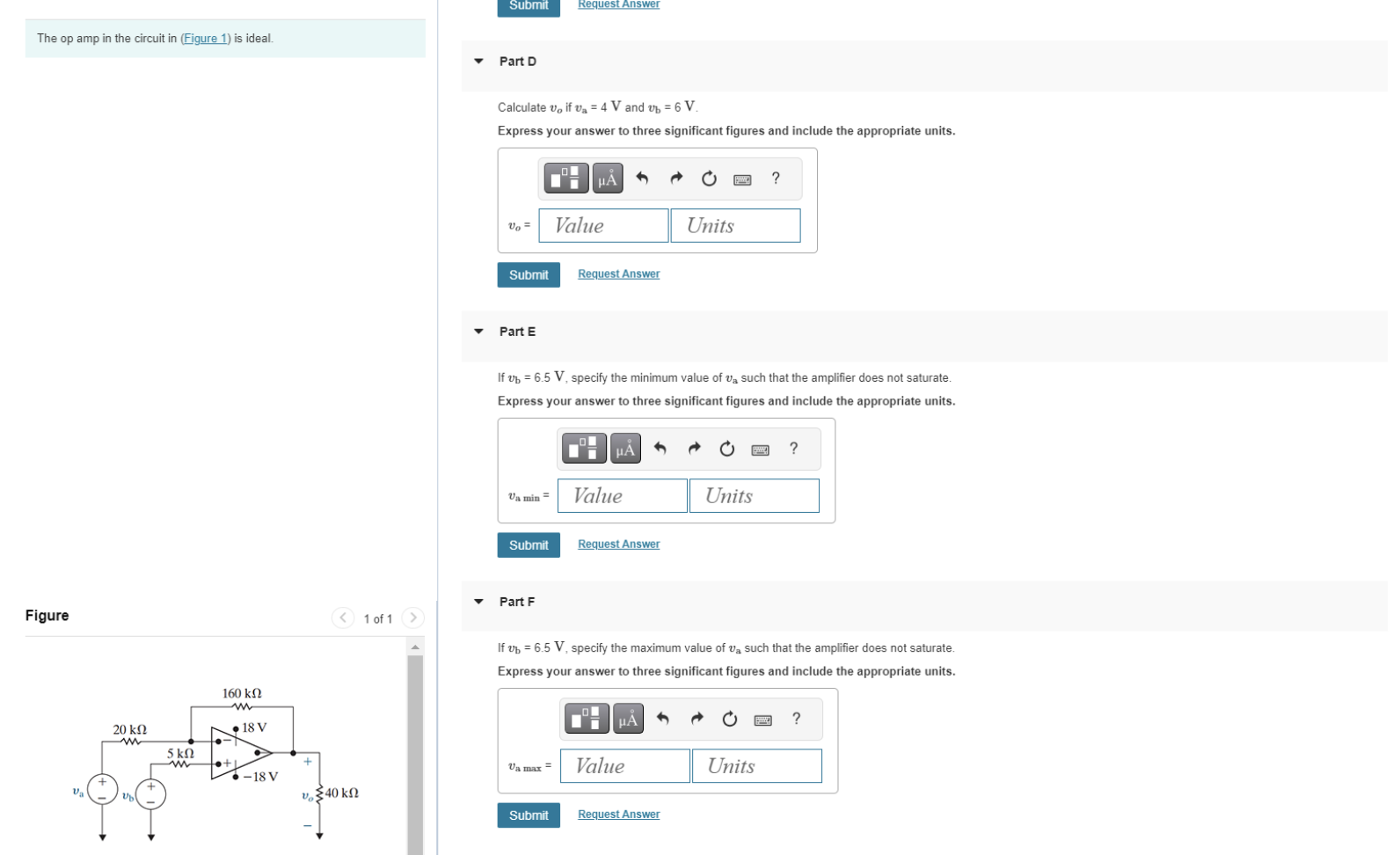 Solved Calculate vo if va=4 V and vb=6 V. Express your