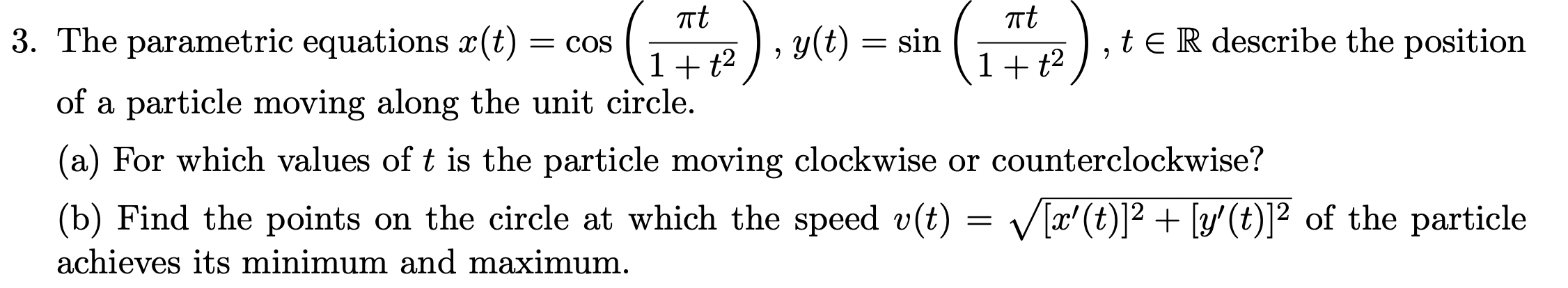 Solved 3. The parametric equations | Chegg.com