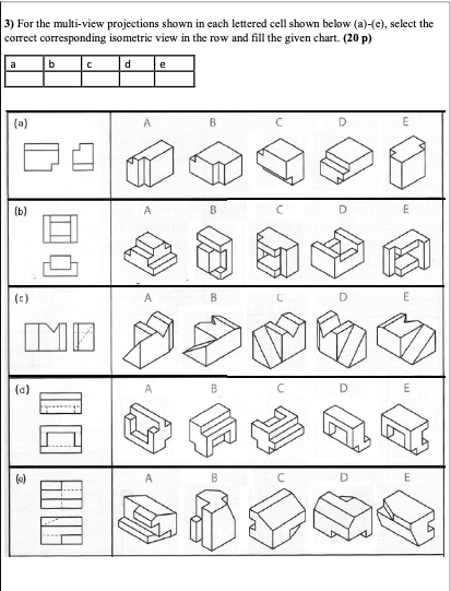 Solved 3) For The Multi-view Projections Shown In Cach 