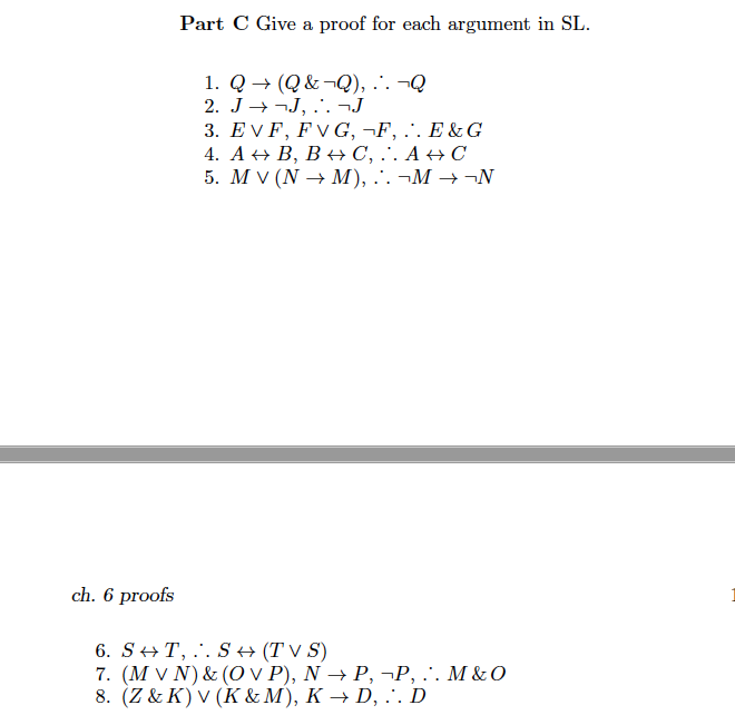 Solved Part C Give A Proof For Each Argument In Sl 1 Q Chegg Com