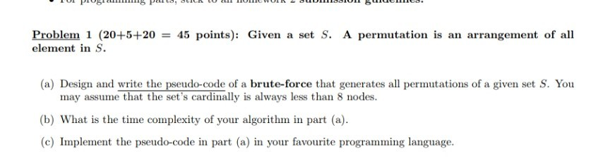Solved 45 points): Given a set S. A permutation is an | Chegg.com