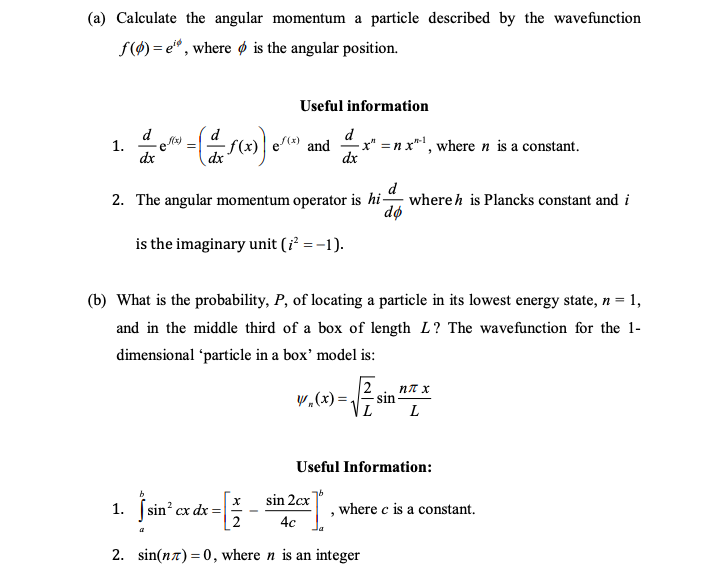 Solved A Calculate The Angular Momentum A Particle Desc Chegg Com