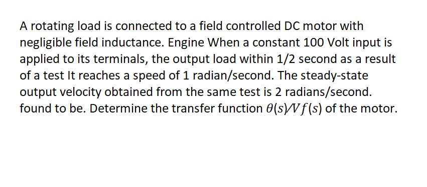 Solved A rotating load is connected to a field controlled DC | Chegg.com