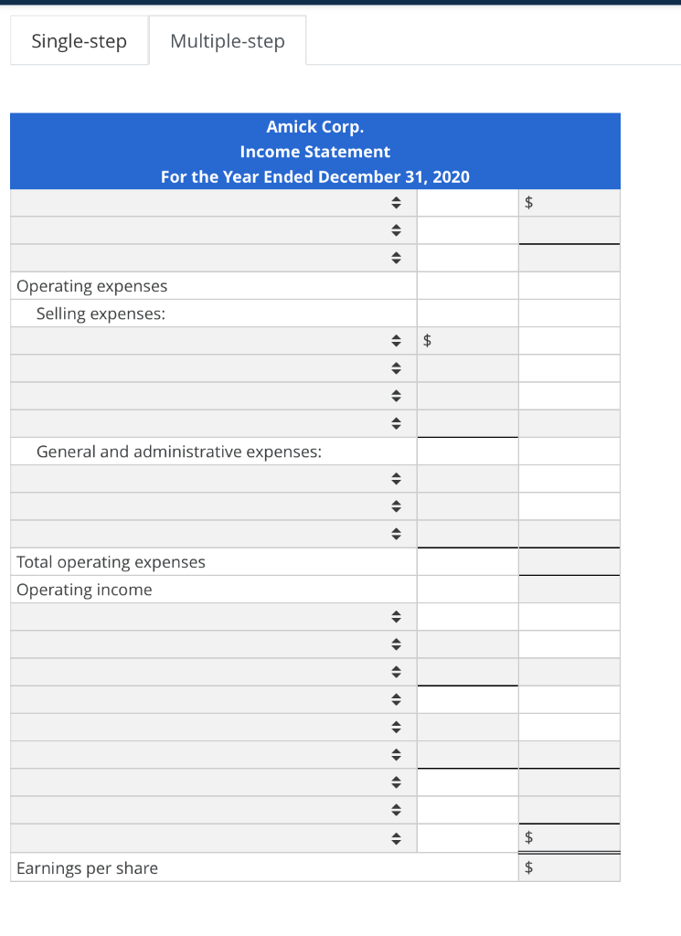 Solved Preparing A Single Step And A Multiple Step Income 4364