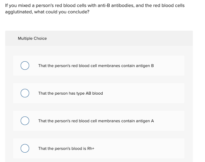 Solved A person with type AB blood contains antigens on | Chegg.com
