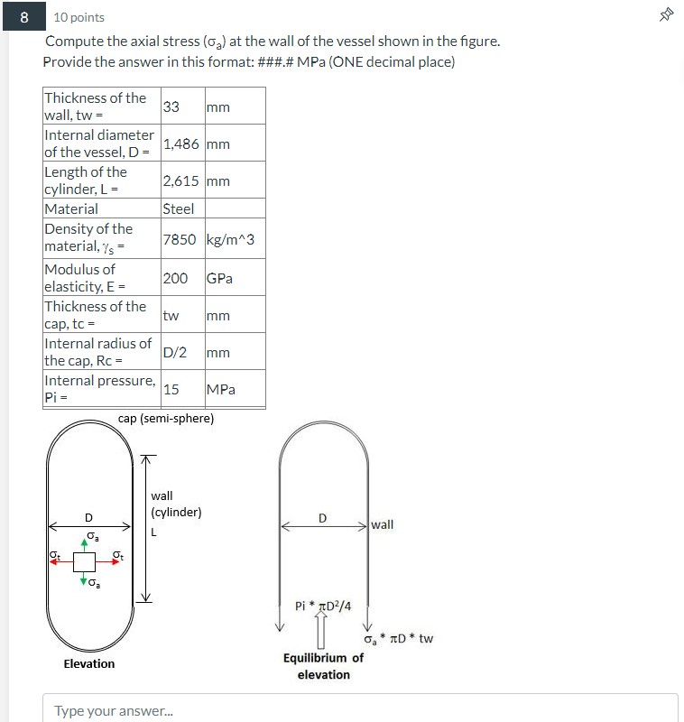 Solved Compute the axial stress (sigma_(a)) at the wall of | Chegg.com
