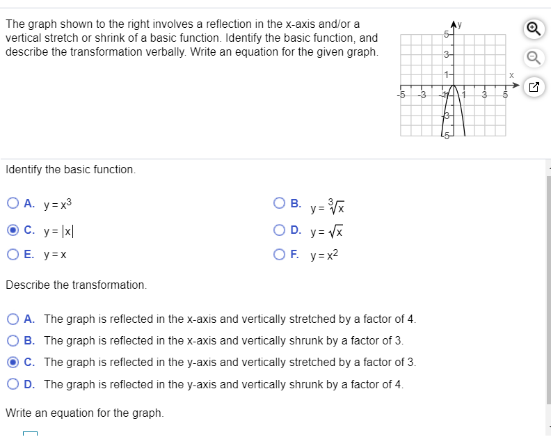 Solved The Graph Shown To The Right Involves A Reflection In Chegg Com