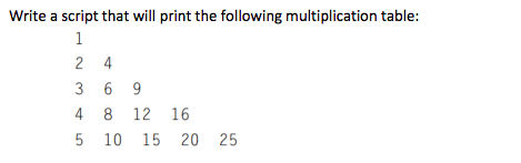 Solved Write a script that will print the following | Chegg.com