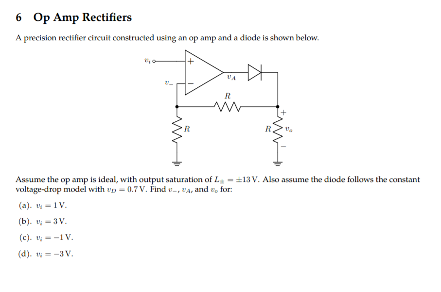 Solved 6 Op Amp Rectifiers A Precision Rectifier Circuit