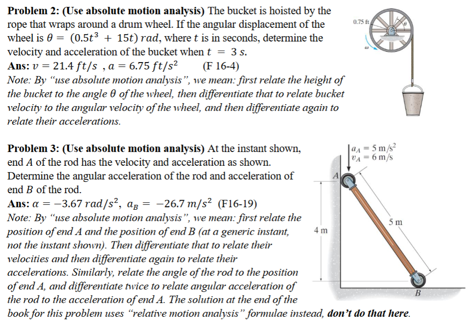 Solved Plz Show Work Use Absolute Motion Analysis) The | Chegg.com