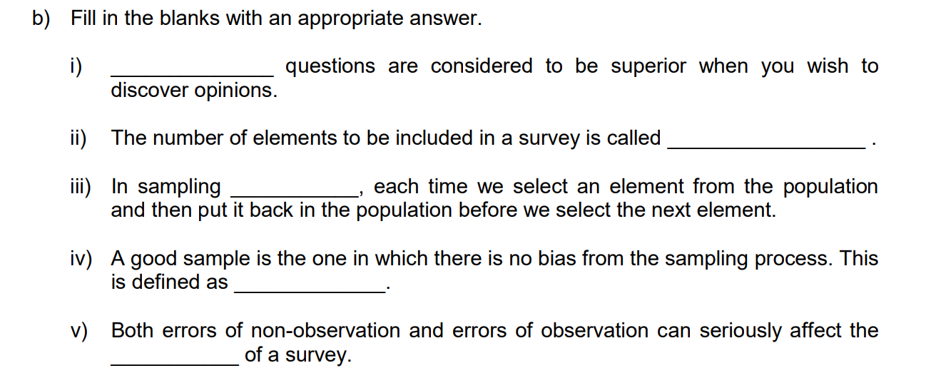 Solved B) Fill In The Blanks With An Appropriate Answer. I) | Chegg.com