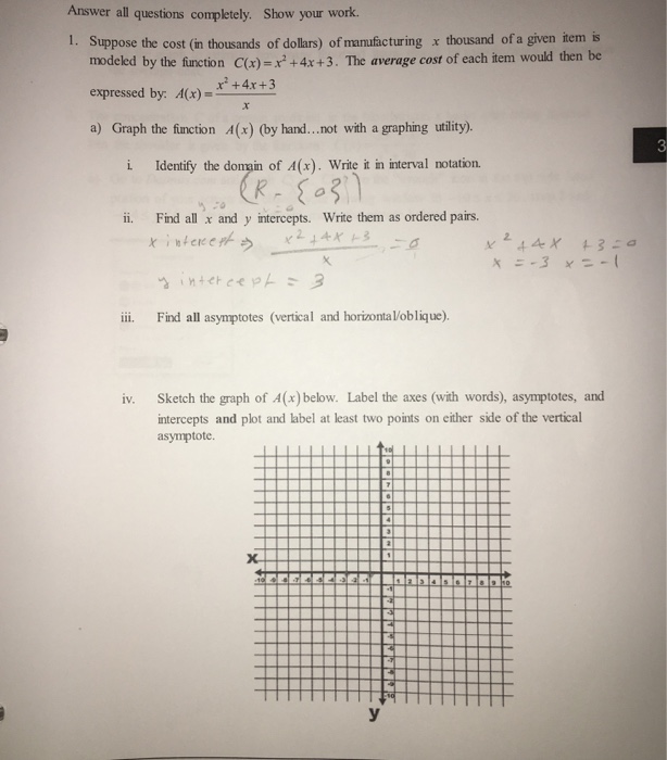 Solved Answer all questions completely. Show your work. 1. | Chegg.com