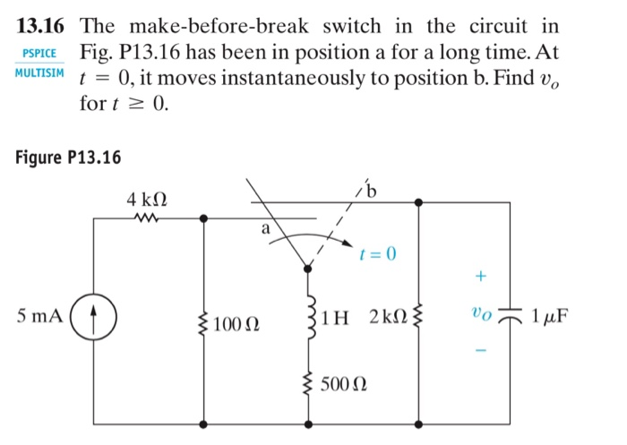 Solved 13.16 The Make-before-break Switch In The Circuit In | Chegg.com