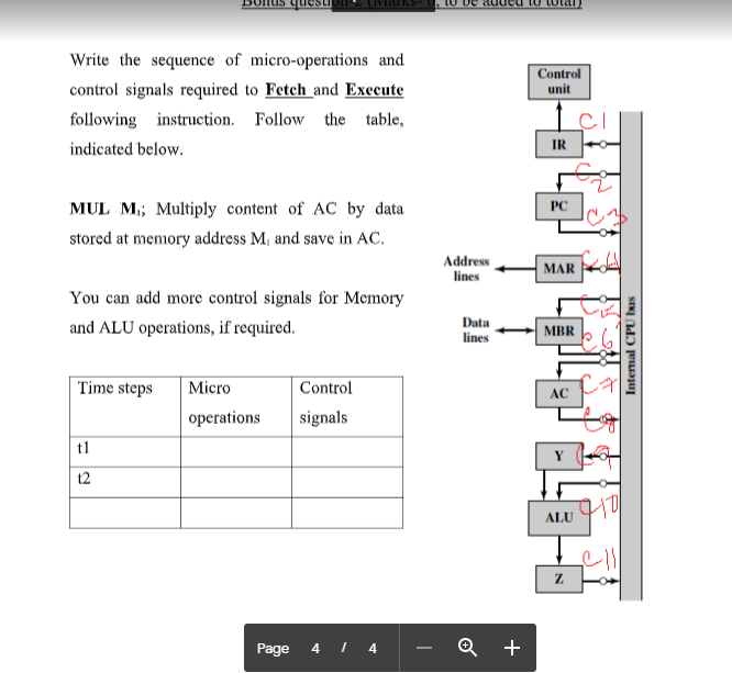 Solved Control unit Write the sequence of micro-operations | Chegg.com