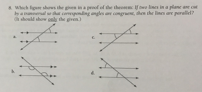 Solved 8. Which figure shows the given in a proof of the | Chegg.com