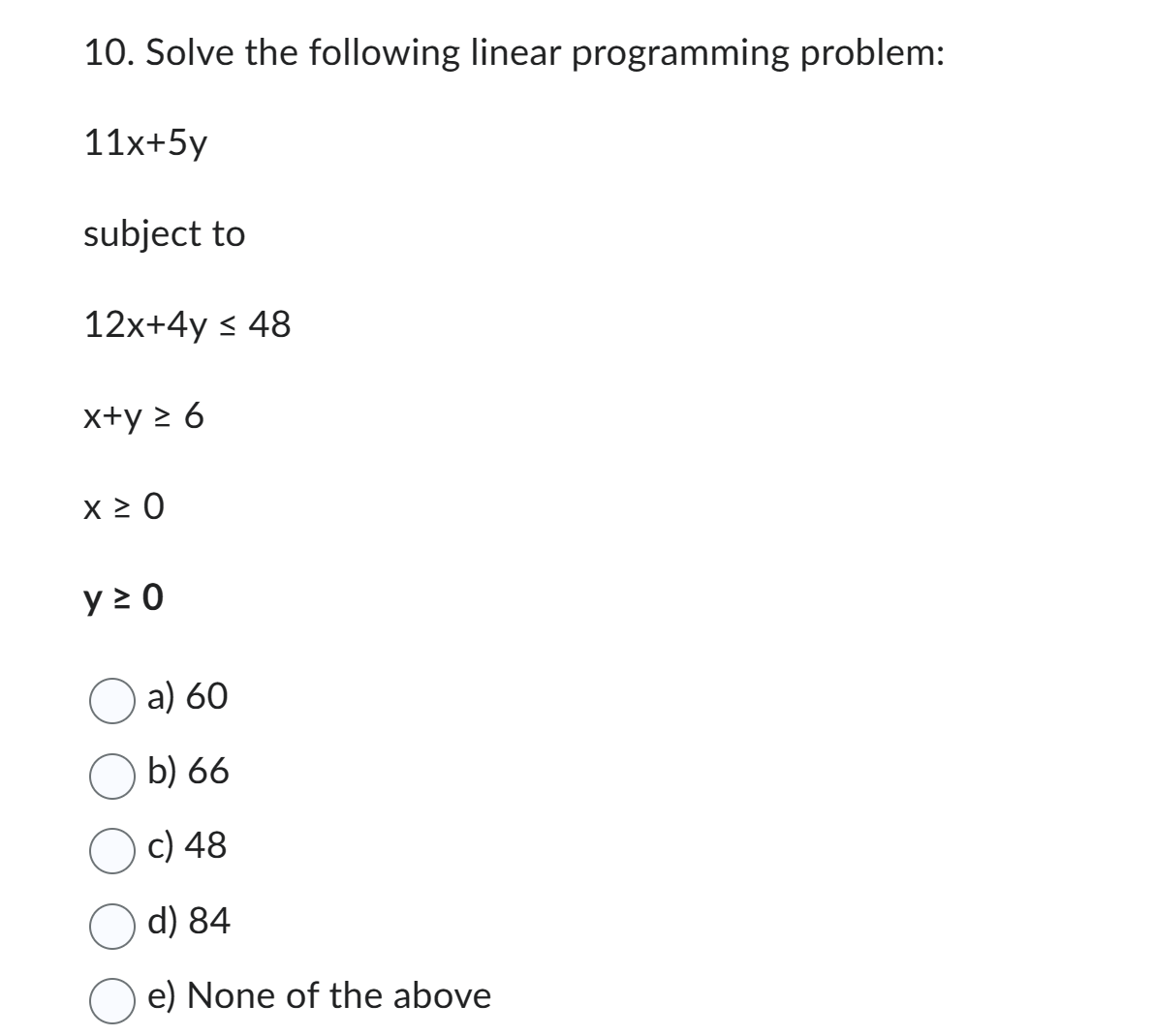 Solved 10. Solve the following linear programming problem: | Chegg.com