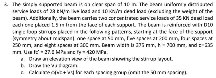 Solved 3. The simply supported beam is on clear span of 10 | Chegg.com