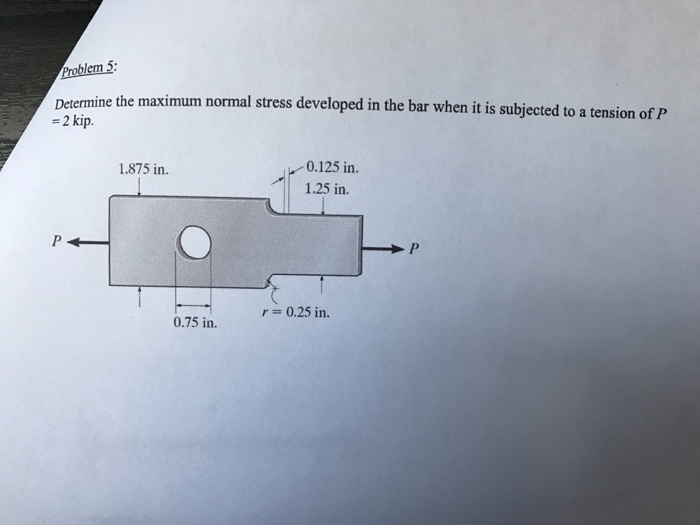 Solved Problem 5: Determine the maximum normal stress | Chegg.com