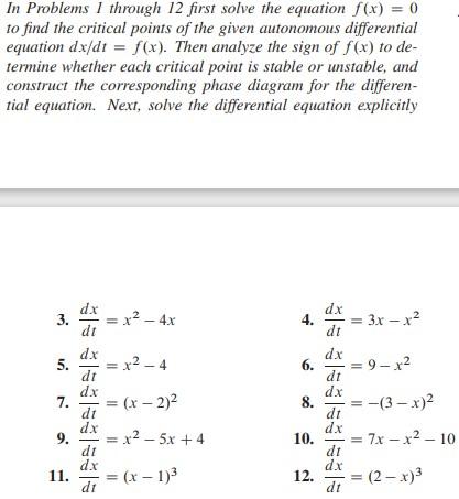 Solved In Problems 1 Through 12 First Solve The Equation | Chegg.com