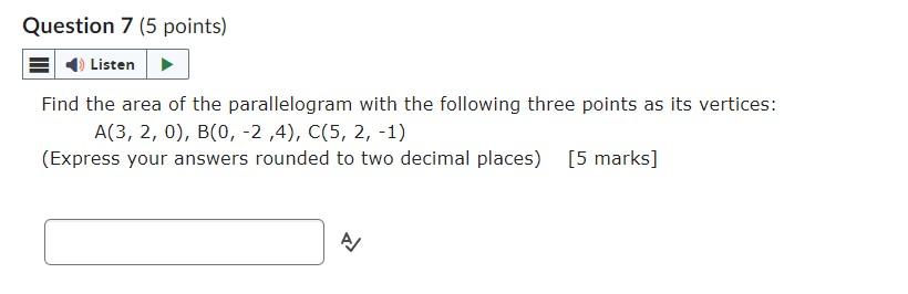 Find The Area Of The Parallelogram With The Following | Chegg.com